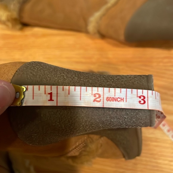Like NEW RUFFHEWN tan/brownish fuzzy furry brown tall wedge boots sz 6.5 DENMARK - Picture 9 of 15